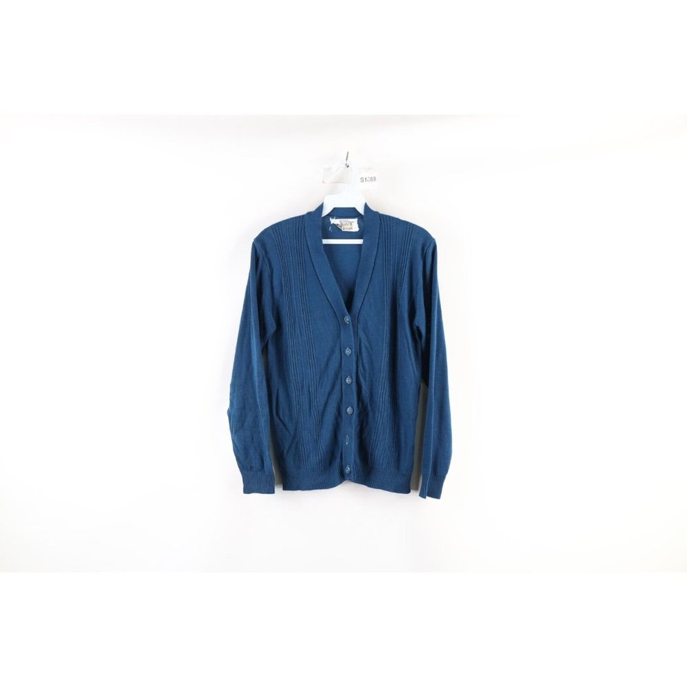 Vintage 60s Streetwear Womens Small Ribbed Knit Kurt Cobain Cardigan Sweater
